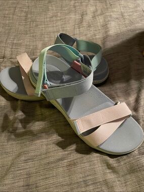 Dansko Women's Pastel Multi-Strap Sandals - Light Gray, Pink & Mint